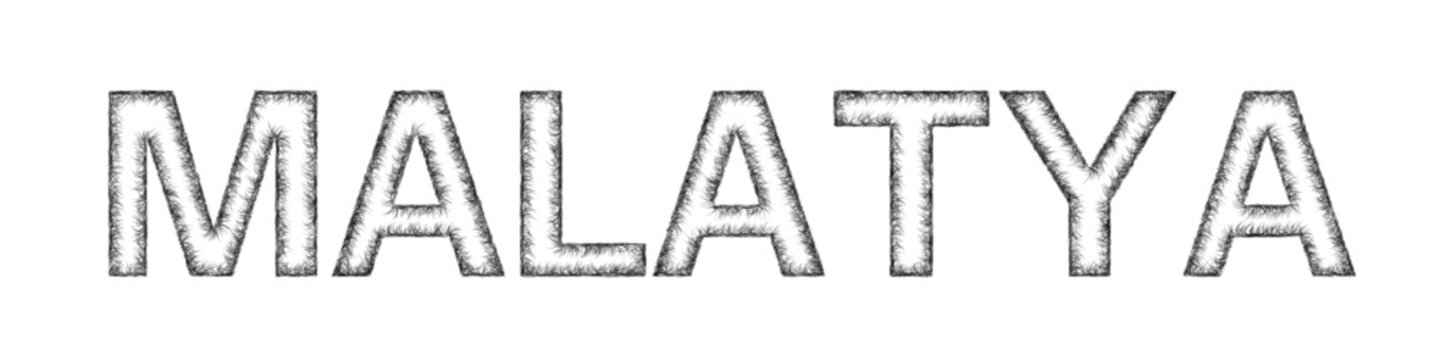 Black and white sketch Malatya text design element
