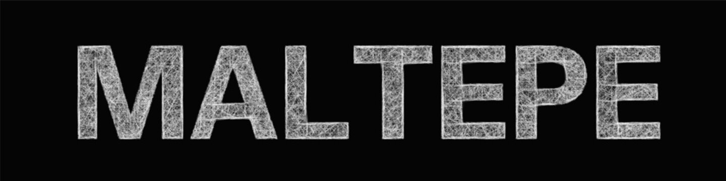 Sketch black and white Maltepe text design element