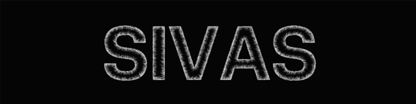 Monochrome sketch Sivas text design element
