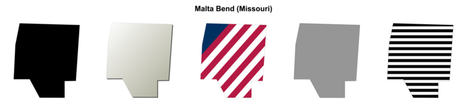 Malta Bend (Missouri) blank outline map set