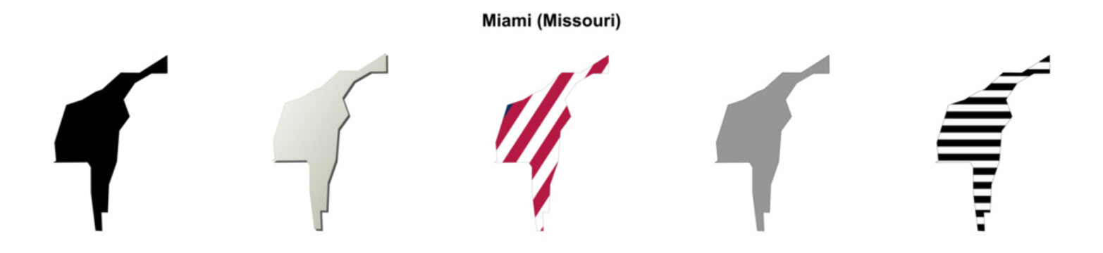 Miami (Missouri) blank outline map set