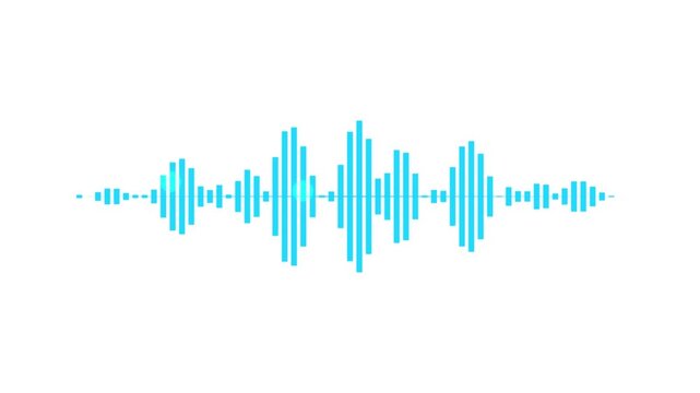 Abstract blue sound wave visualization on white background.