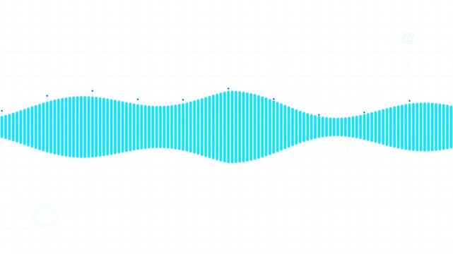 Abstract blue sound wave visualization on white background.