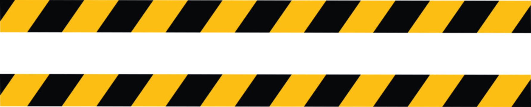 Yellow Black Caution Tape with White Blank Space, Warning Banner