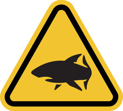 Shark warning sign vector icon &ndash; dangerous marine predator hazard symbol