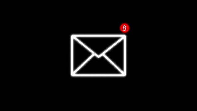 message icon animation. white color message box icon message animation. New message. Mail inbox notification icon animation