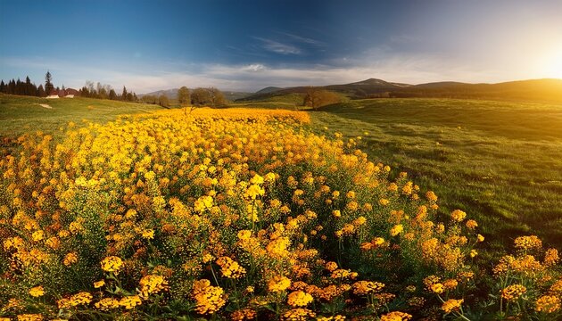 Globeflower Wild Flowers Yellow Wildflowers Buttercups Spring Nature Background In The Field