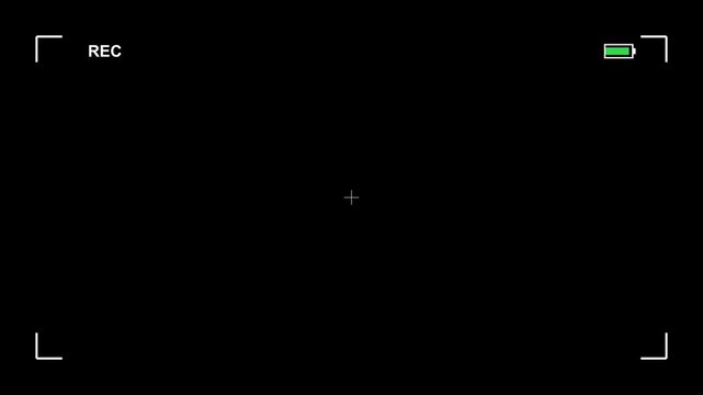 Video recording interface overlay with REC indicator and battery icon alpha channel for creative content and digital media filming vlogging