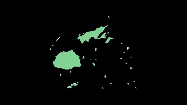 Fiji green 3D map spin perfect 10 second loop black background