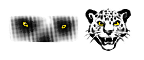 cheetah halftone head Hand drawn. Not AI, vector illustration. © Мария Неноглядова