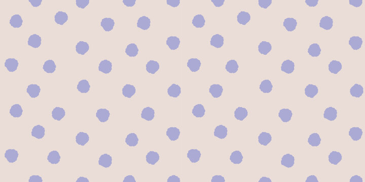 Playful lavender polka dot pattern scattered across light beige background offering charming seamless design for fabric wallpaper wrapping paper nursery decor and cheerful creative project
