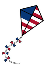 Obraz premium American flag themed kite illustration with red and white stripes and blue corner for independence day celebration.