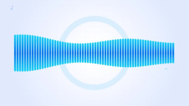 Abstract blue waveform graphic with circular halo effect.