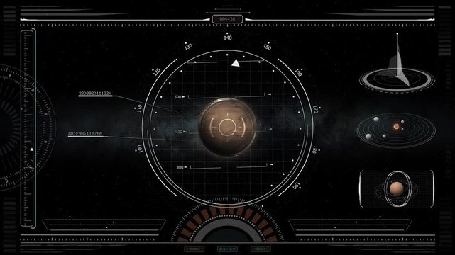 Planet scanning radar interface motion graphic for space exploration video footage