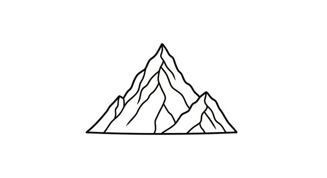 Mountain range landscape simple line drawing.