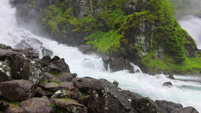 The famous Latefossen waterfall in Norway.
