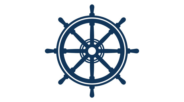 Blue nautical ship wheel steering helm icon.