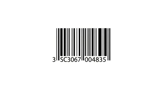 Barcode with numbers on white background.