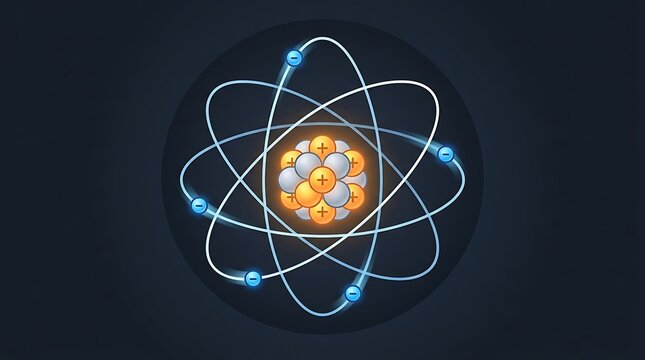 Atom structure with nucleus and orbiting electrons