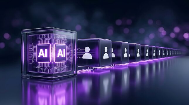 Artificial Intelligence powering personalized user experiences, processing data for human interaction and digital transformation.