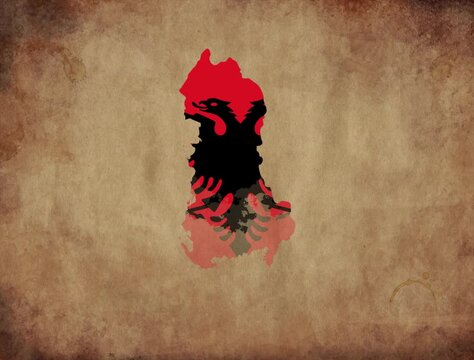 Albania map with the flag inside animation paper video 4K