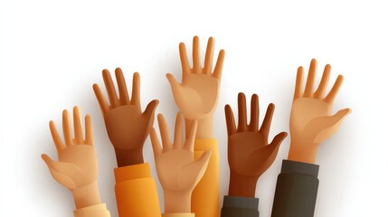 Fototapeta premium Diverse Hands Raised in Unity Symbolizing Support and Togetherness