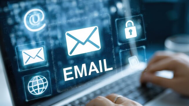 Digital Communication Concept with Email Icons and Symbols