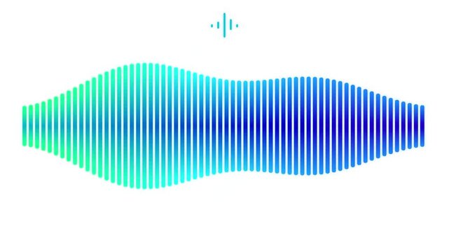 Abstract sound wave visualization with blue and green gradient colors.