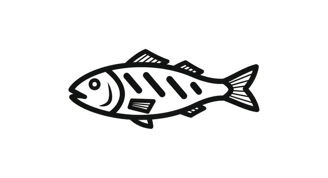 Simple black and white fish illustration.