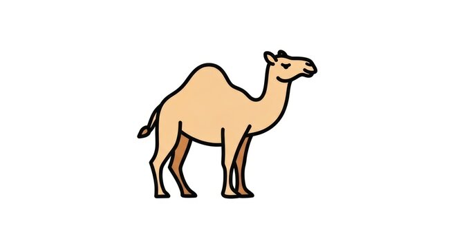 A cartoon camel standing alone.