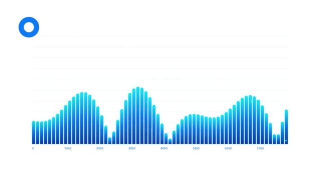 Blue digital sound wave graph on white background with blue circle icon.