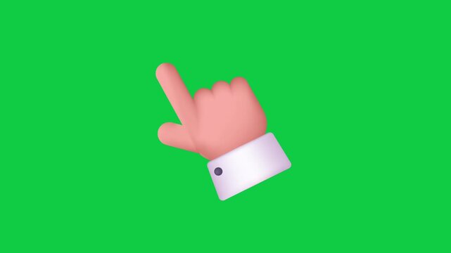 Hand Cursor Index Finger Pointing Animated Icon. Animated 3D styled cartoon hand cursor with index finger pointing up for clicking, selecting, and navigating menus.