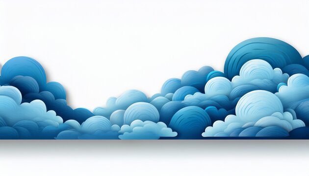 Blue Clouds Layer Border Cut Out Isolated With Transparent Background