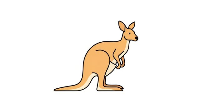Cartoon kangaroo standing on white background.