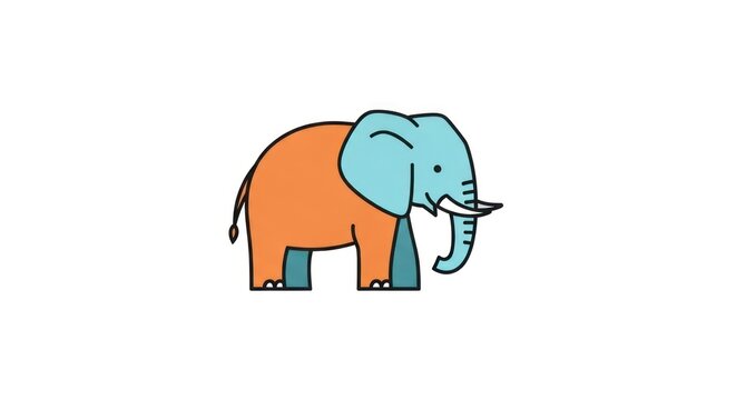 Colorful cartoon elephant illustration side view.