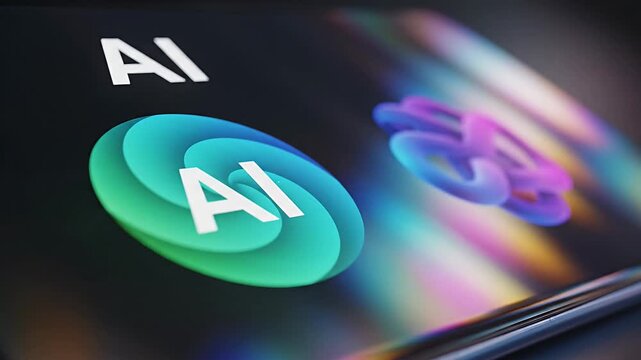 Close-up of various artificial intelligence logos on digital screen.