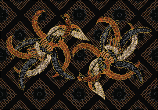 Indonesian Batik motifs with beautiful flora and fauna patterns