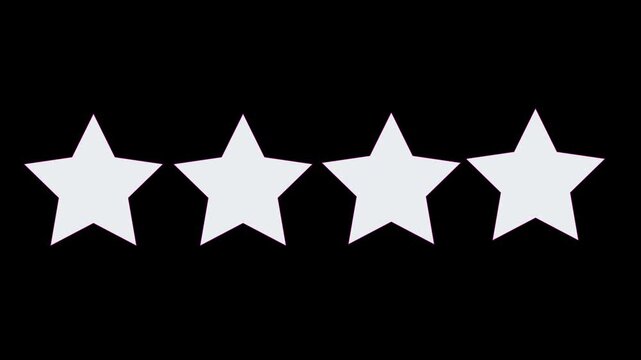 4 stars rating the quality of product and service.golden Five star rating icon animated video .4k video animation Five star rating icon animated video, animation video isolated on alpha channel backgr