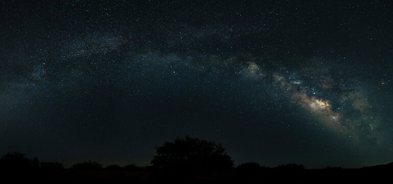 Panorama of the Milky Way at night in the Southwest