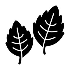 Mint Leaf icon illustration. This is a vector single icon with a solid style. It is suitable for various purposes, including website design, mobile app design, and logo design. © Arif Setyadi