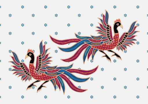 Indonesian Batik motifs with beautiful flora and fauna patterns