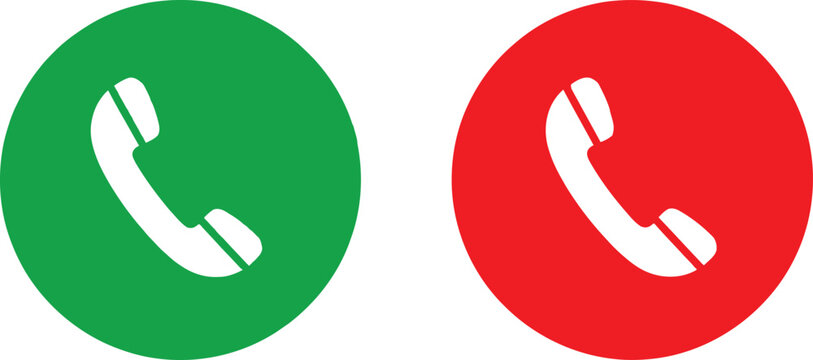 Green answer and red decline phone call buttons for mobile interface