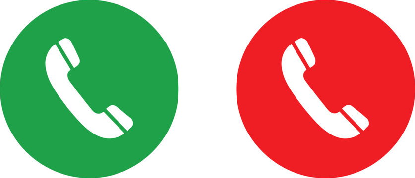 Green accept and red decline phone call buttons for mobile interface design