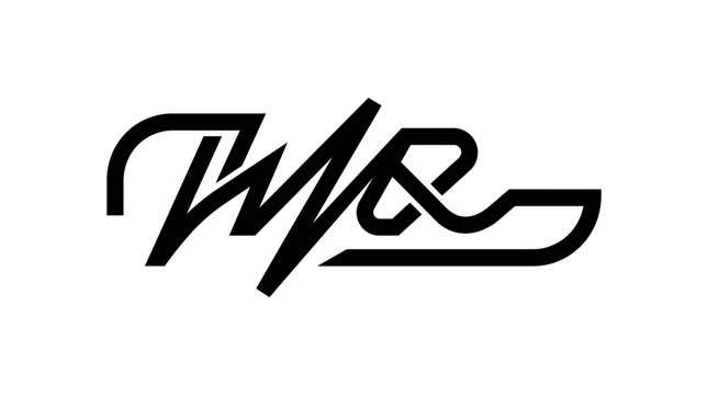 Abstract monogram logo featuring stylized letters t and r in bold black on white