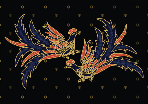 Indonesian Batik motifs with beautiful flora and fauna patterns