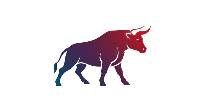 Colorful bull silhouette gradient illustration.