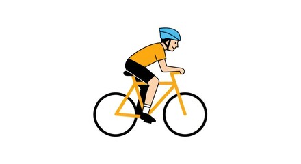 Obraz premium Man riding bicycle with safety gear.