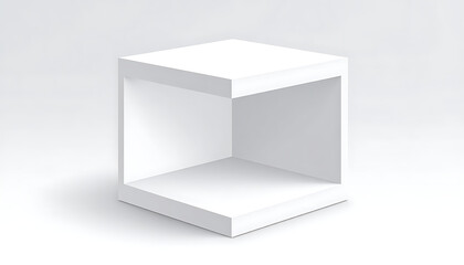 Naklejka premium Isolated empty white square podium shelf display, 3d render for product showcasing