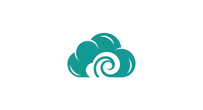 Teal Cloud Icon Weather Symbol Graphic.