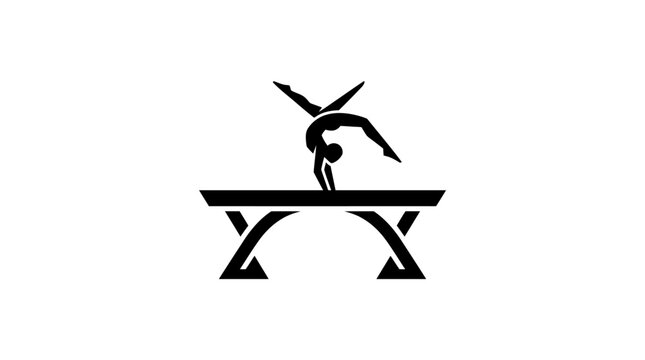 Black silhouette of a gymnast performing a handstand on parallel bars
